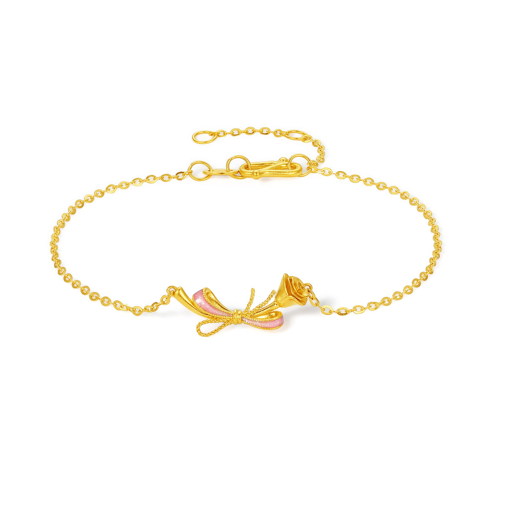 999 24K Gold Chain Bracelet Flower 2.2-2.8g A0723422