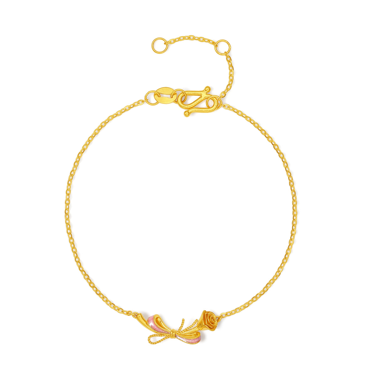 999 24K Gold Chain Bracelet Flower 2.2-2.8g A0723422
