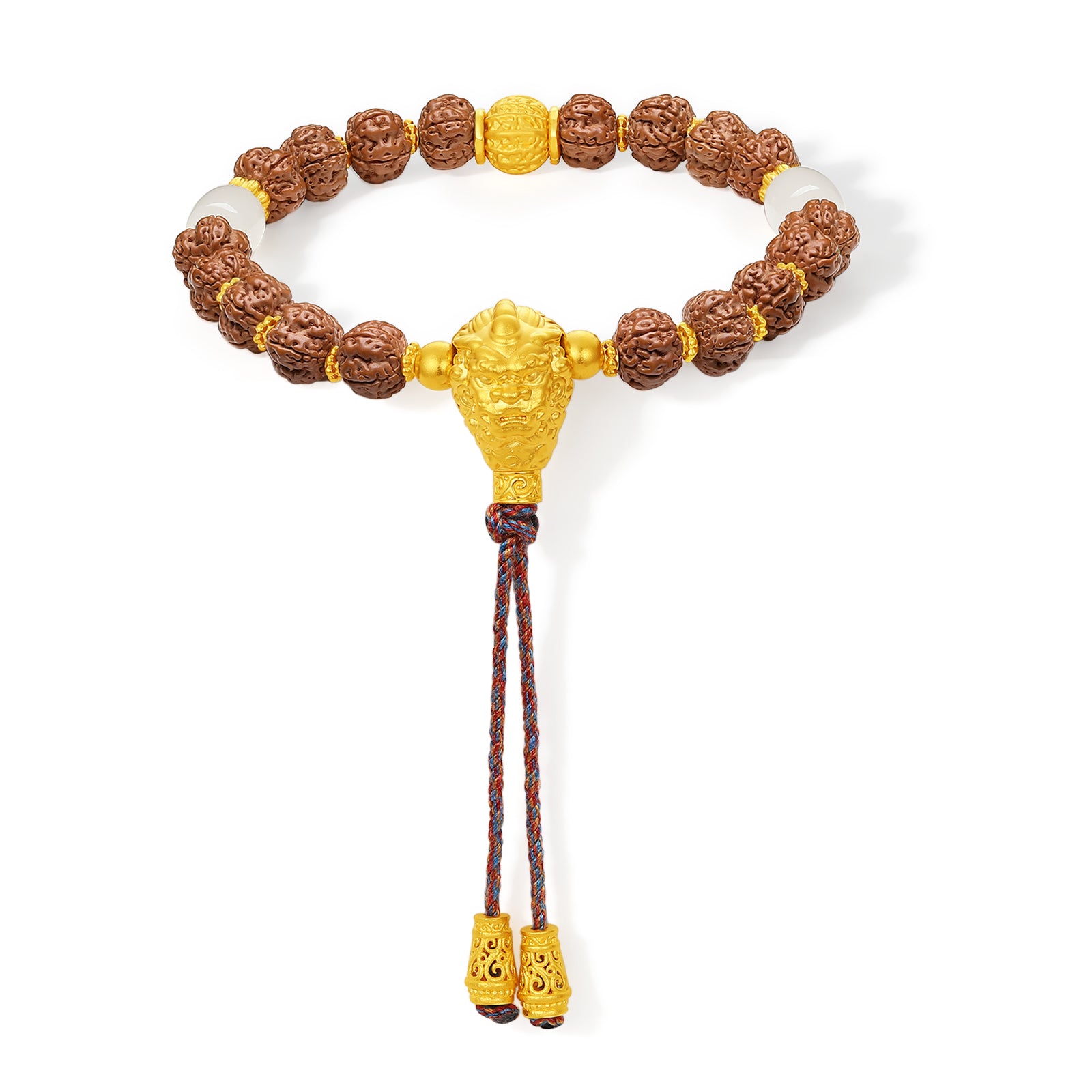 Jiuhua Mountain' 24K Gold Beaded Bracelet Heitian Jade Bodhi bead Ksitigarbha's Implements Y1915277