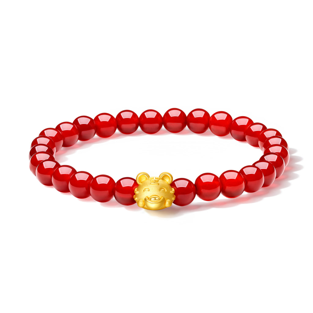 "Chinese Zodiac" 24K Gold Beaded Bracelet Agate 6-6.5mm Chinese Zodiac 0.4-0.6g