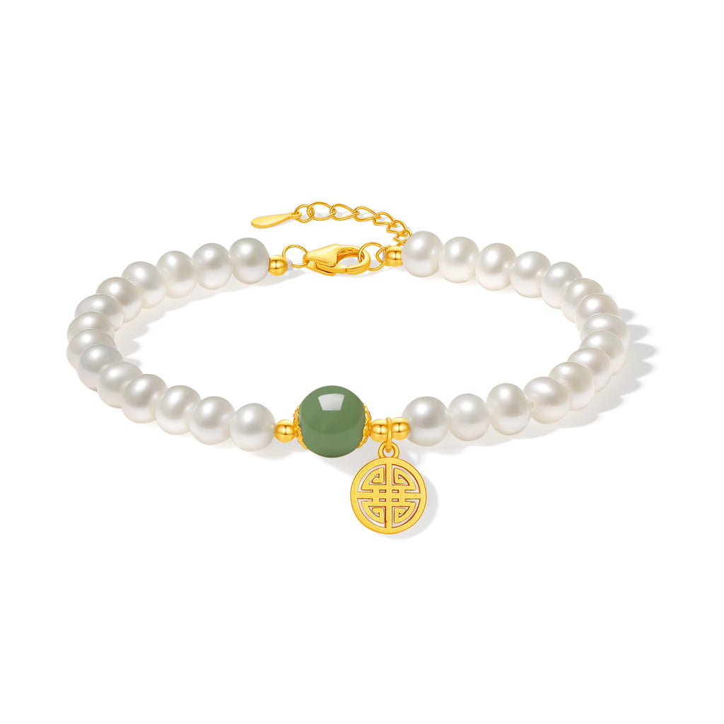 S925 Sterling Silver Chain Bracelet Pearl Heitian Jade 1.1-2.1g 17-23cm X0711994