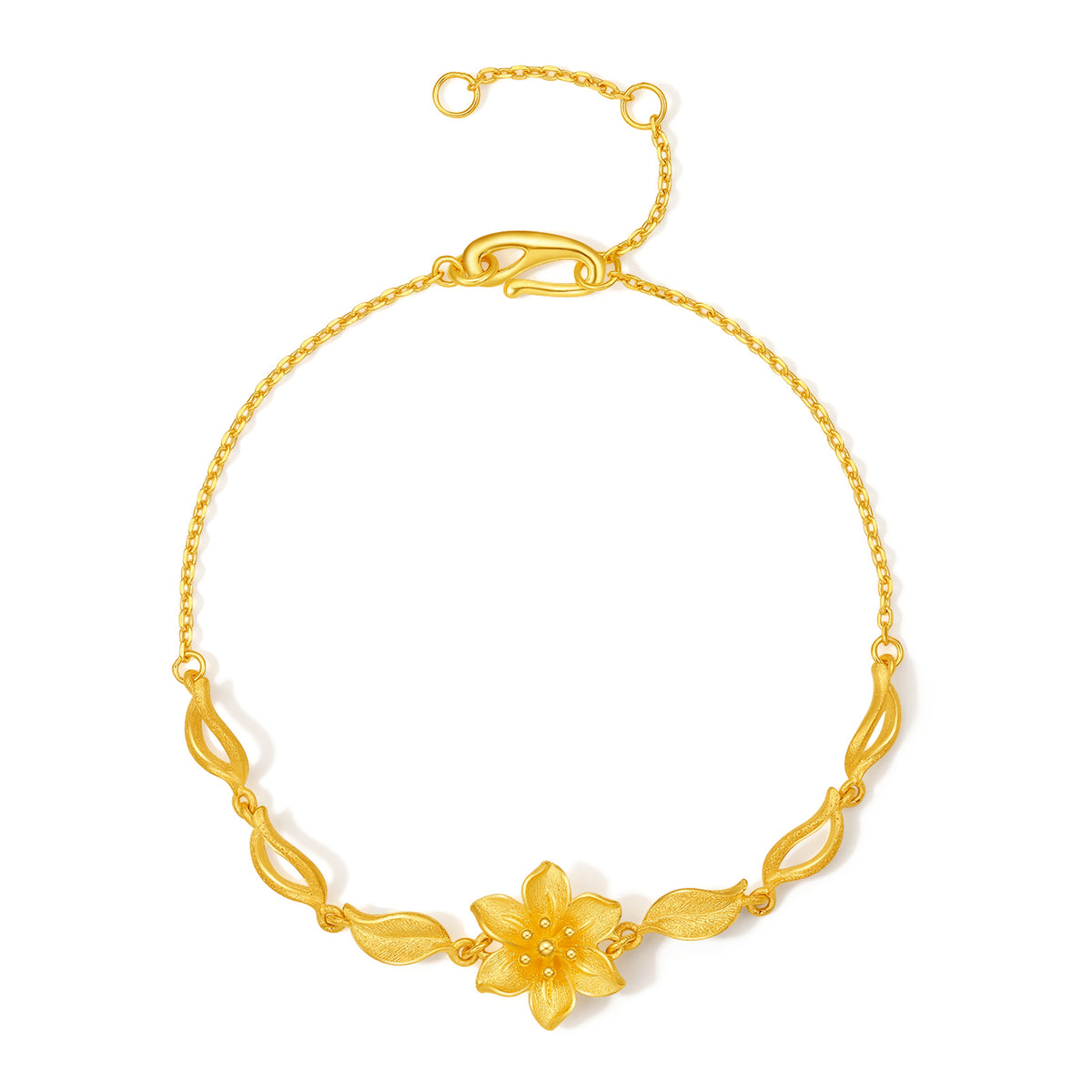 999 24K Gold Chain Bracelet Flower 4.3-4.9g A0712514