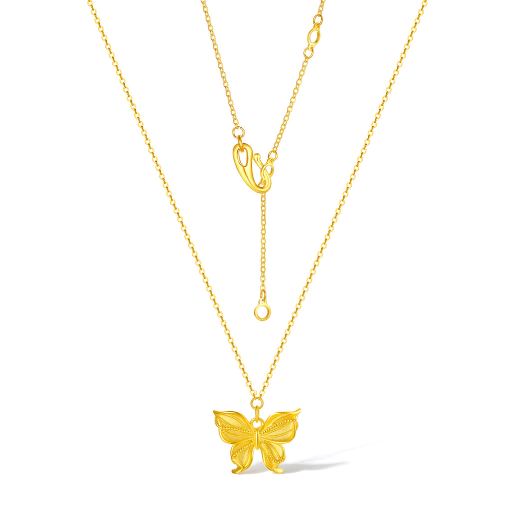999 24K Gold Pendant Necklace Butterfly 4.1-4.6g A0613615