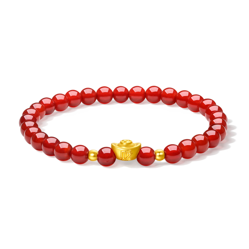 24K Gold Beaded Bracelet Agate 5-5.5mm Ingot 0.35-0.55g A1911585