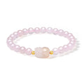 18K Yellow Gold Beaded Bracelet Rose Quartz 6-6.5mm Agate   Pixiu 0.02-0.06g C1913745