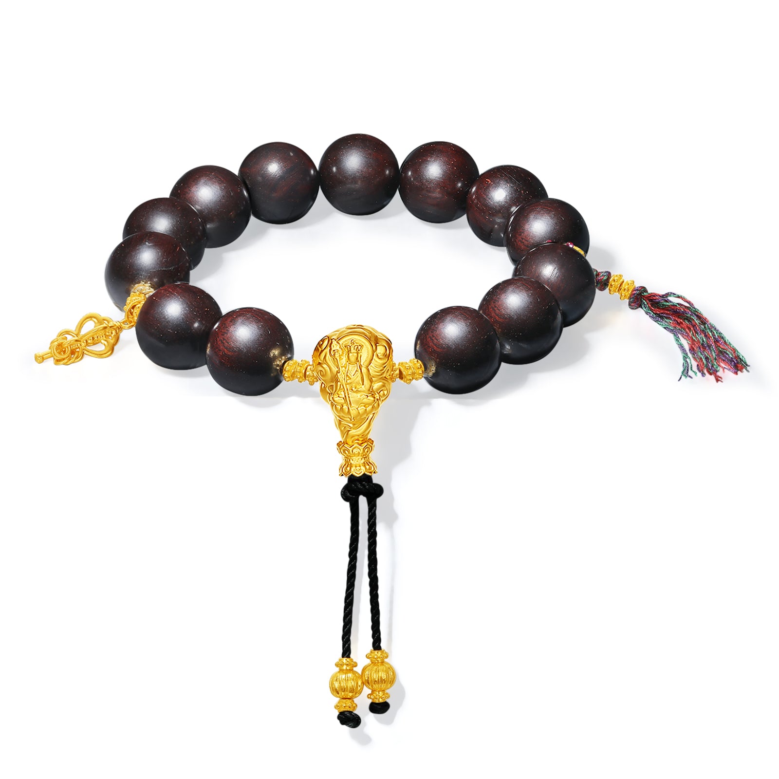 "Jiuhua Mountain" 24K Gold Beaded Bracelet Sandalwood Beads Ksitigarbha's Implements A1915268