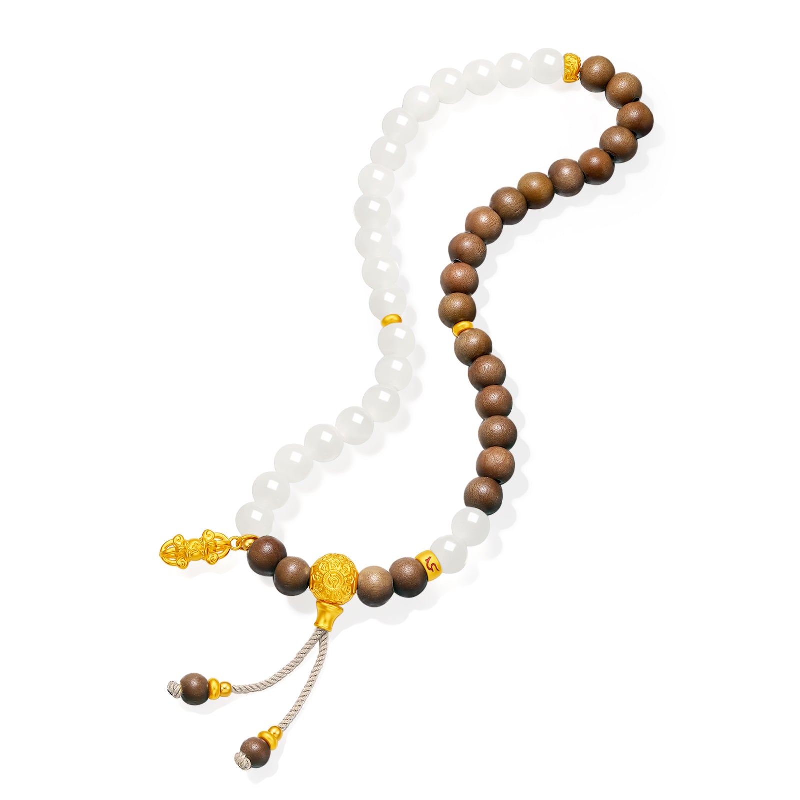 Jiuhua Mountain' 24K Gold Beaded Bracelet Heitian Jade Wood Buddhist Scripture Y1915285