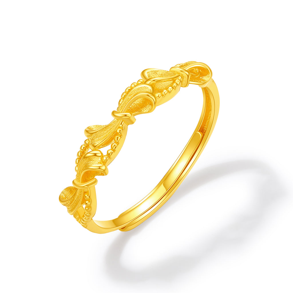 "Girl's Worries" 24K Gold Ring Bow 2.15-2.55g A0115492