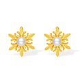 ZHOU LIU FU 24K Gold Cultural Freshwater Pearl Snowflake Stud Earrings for Women, Elegant Earrings Fine Jewelry Christmas Winter Gift X0914183