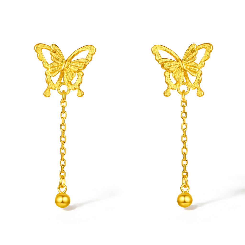 999 24K Gold Earrings Butterfly 2.8-3.2g A0912520