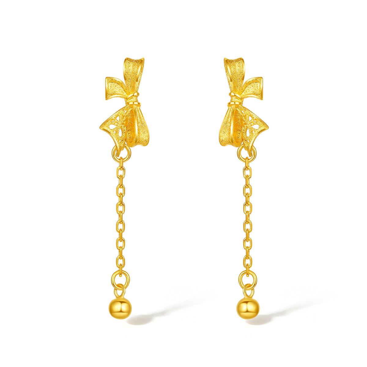 999 24K Gold Earrings Bow 1.8-2.2g A0912513