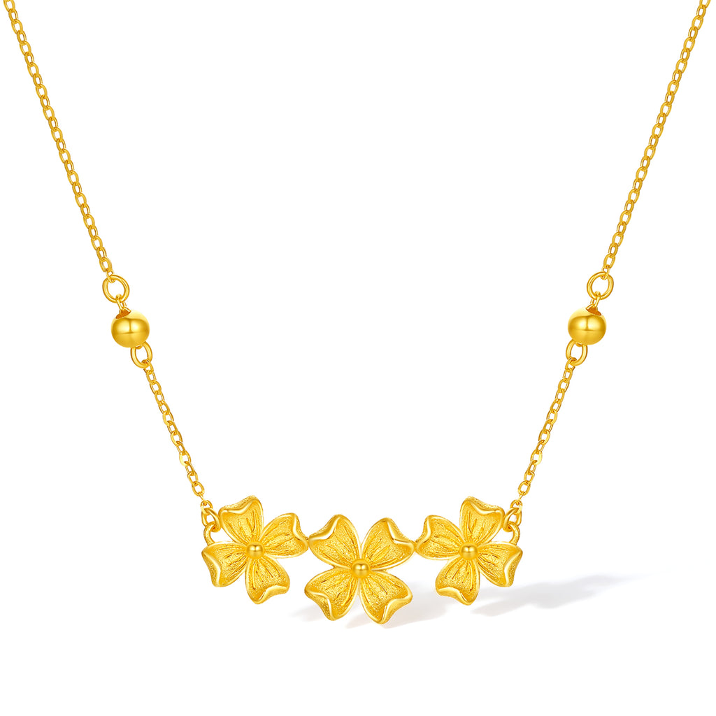 “Dream in the Garden” 24K Gold Pendant Necklace Flower 3.7-4g A0614963