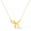 "Girl's Worries" 999 24K Gold Pendant Necklace Bow 3.7-4.1g A0615483