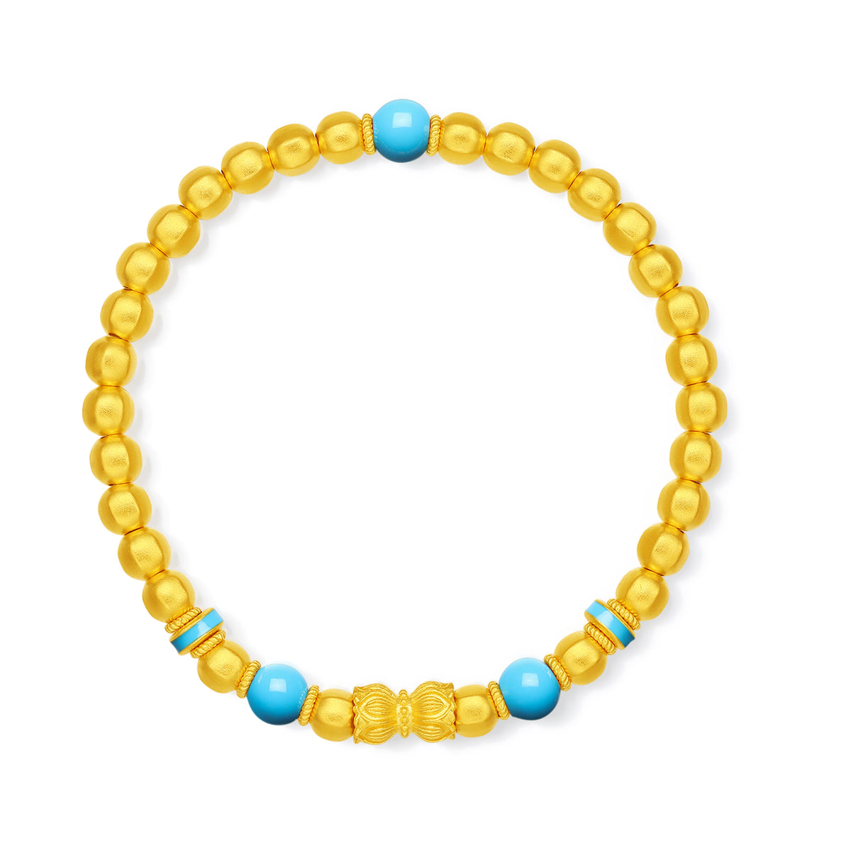 999 24K Gold Beaded Bracelet 16.5-19.5g A1915961