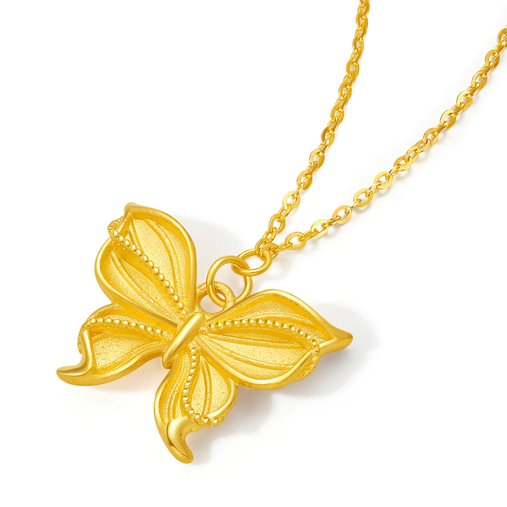 999 24K Gold Pendant Necklace Butterfly 4.1-4.6g A0613615