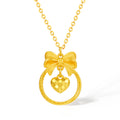 "Girl's Worries" 24K Gold Pendant Necklace Bow 3.58-3.98g A0615491