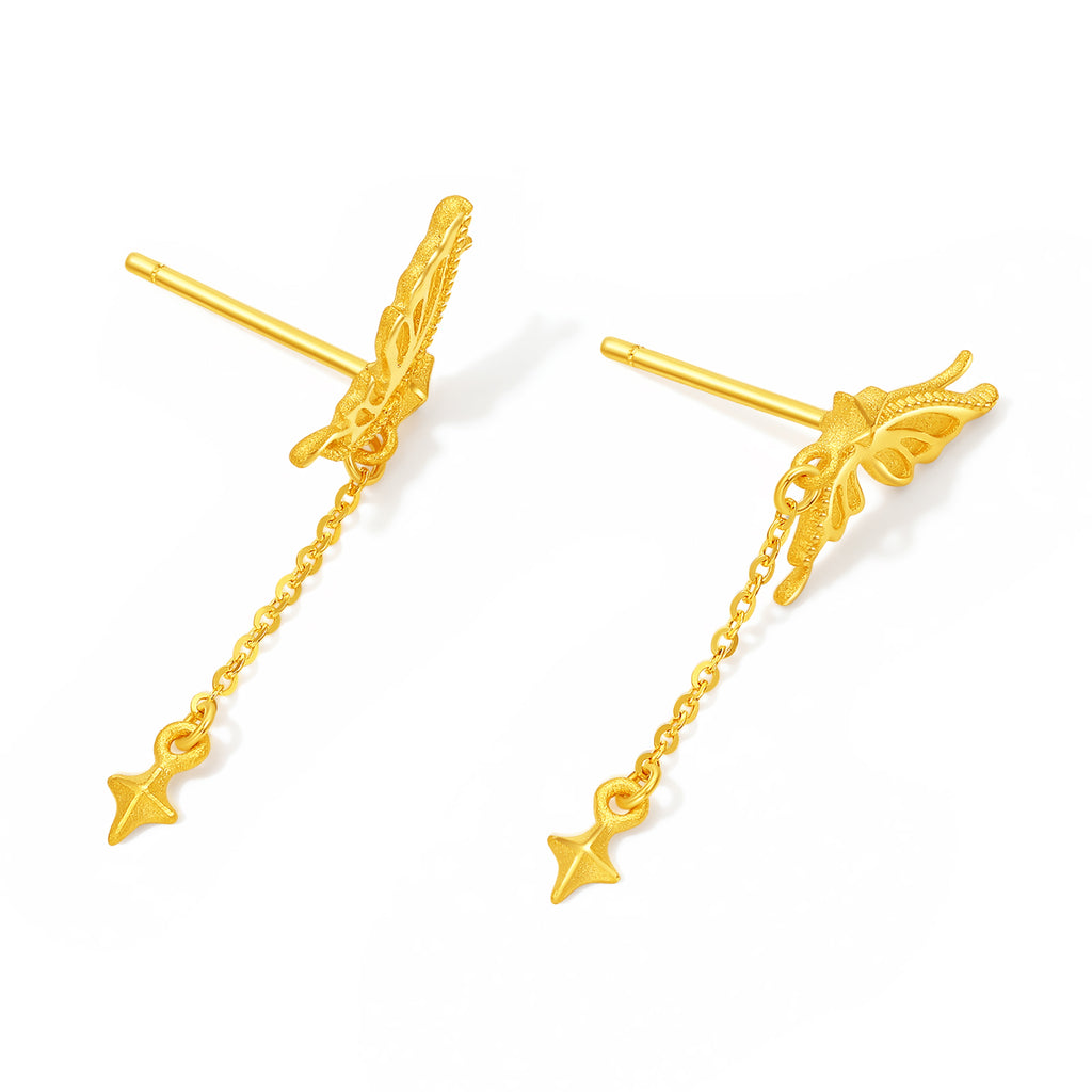 999 24K Gold Earrings Butterfly 2.1-2.4g A0913729