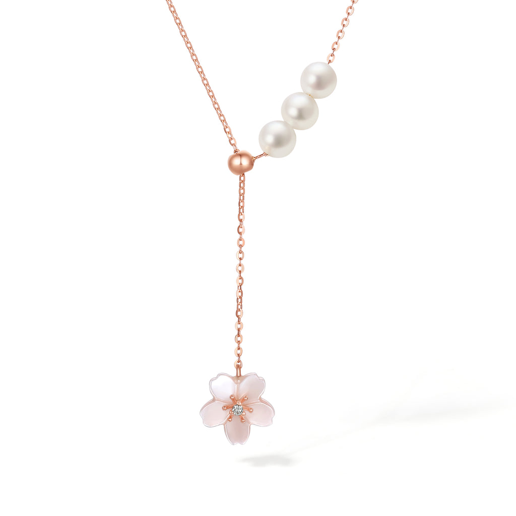 18K Gold Pendant Necklace Shell Pearl 0.77-1.03g X067962