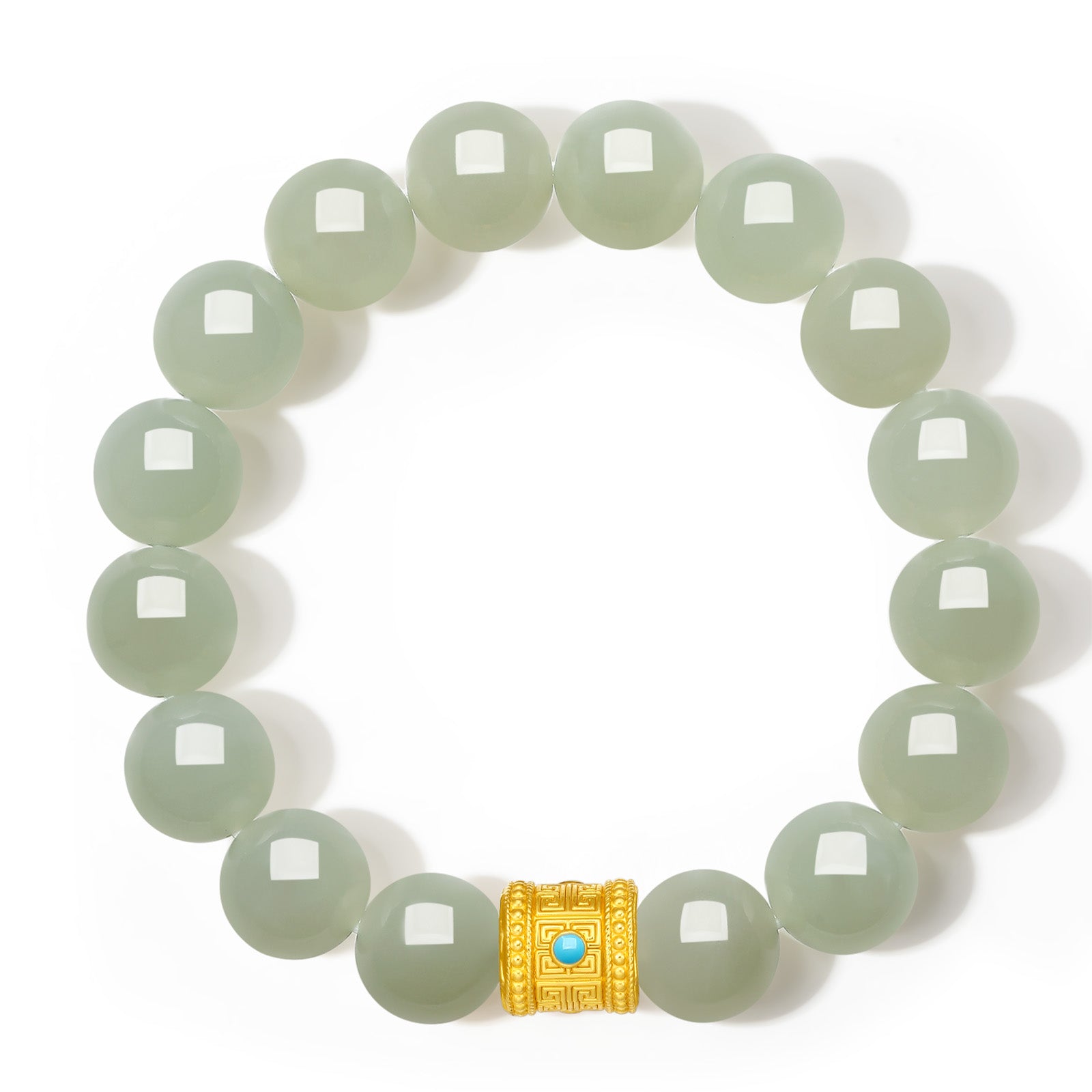 24K Gold Beaded Bracelet Hetian Jade 1-1.2g Y1913007