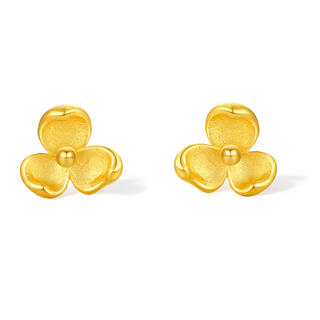 “Dream in the Garden” 999 24K Gold Earrings Flower 1.65-1.97g A0914954