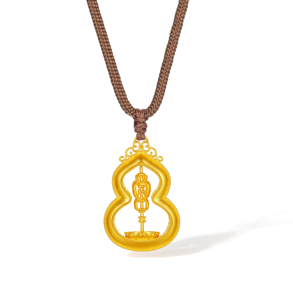 'Jiuhua Mountain' 999.9 24K Gold Pendant Necklace Vajra A0415324