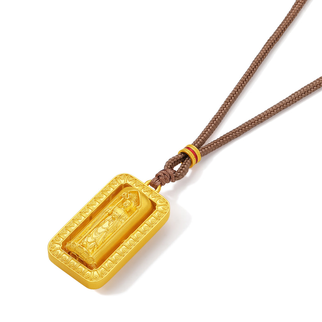 'Jiuhua Mountain' 999.9 24K Gold Pendant Necklace Ksitigarbha Bodhisattva A0415323