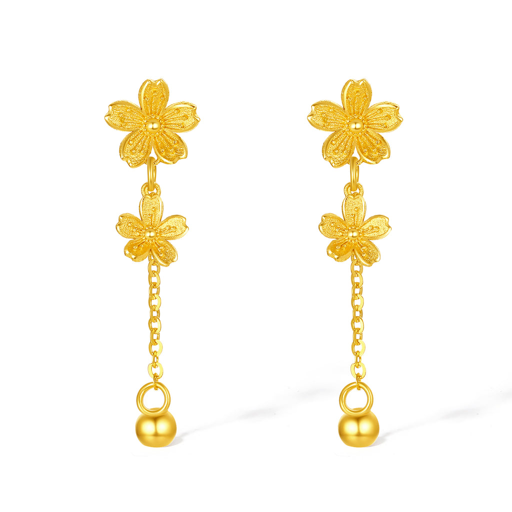 “Dream in the Garden” 24K Gold Earrings Flower 1.2-1.5g A0914959