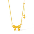 "Fantasy Forest" 999 24K Gold Pendant Necklace Bow 3.6-3.9g A0613907