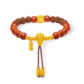 Jiuhua Mountain' 24K Gold Beaded Bracelet Agate Bodhi Bead Ksitigarbha's Implements A1915333