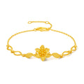 999 24K Gold Chain Bracelet Flower 4.3-4.9g A0712514