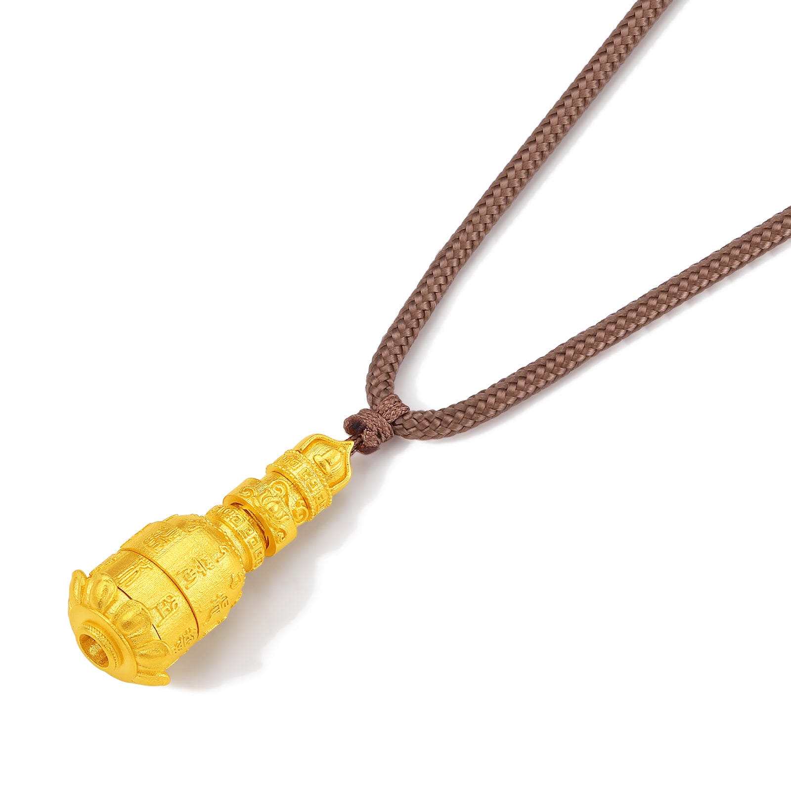 'Jiuhua Mountain' 999.9 24K Gold Pendant Necklace Ksitigarbha's Implements A0415325