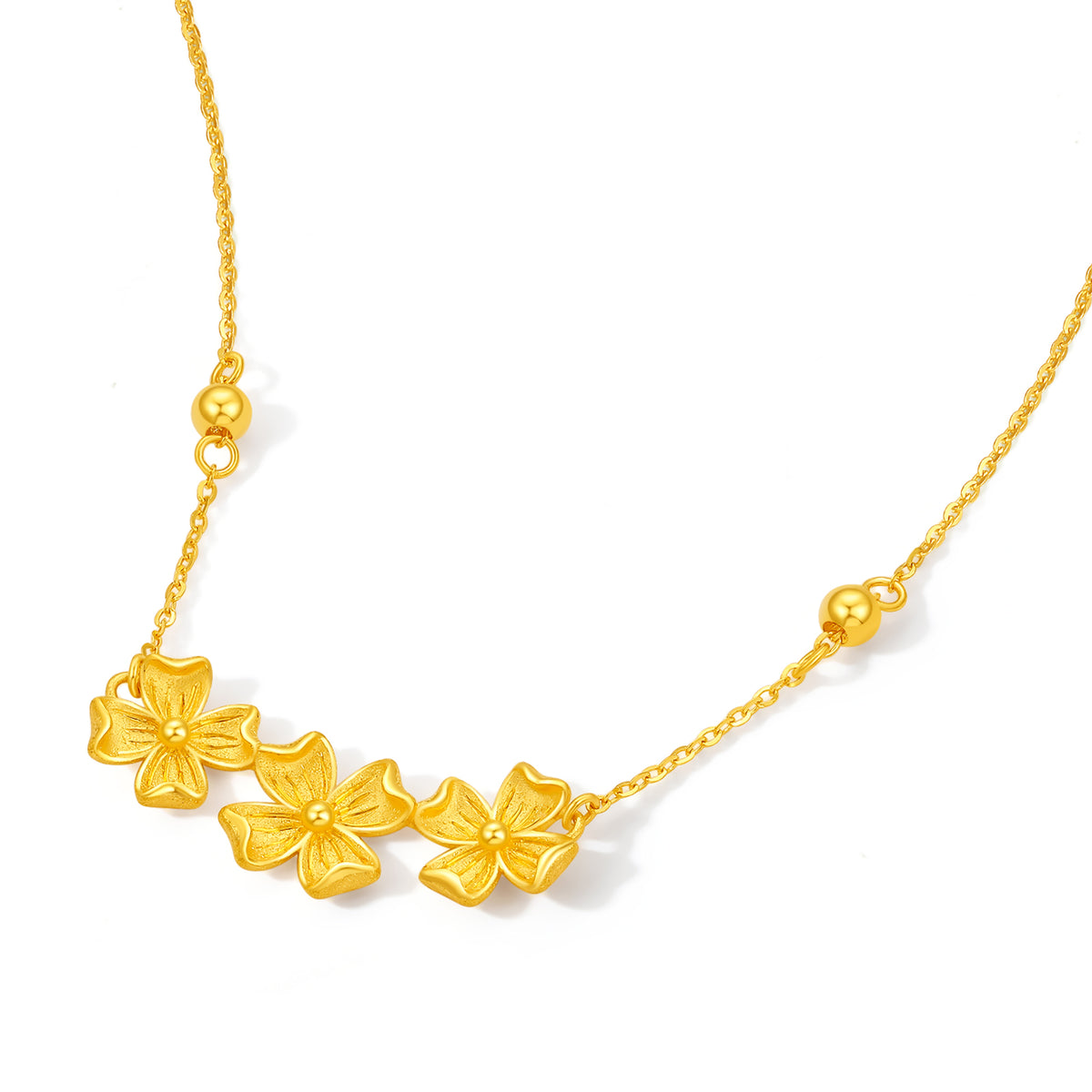 “Dream in the Garden” 24K Gold Pendant Necklace Flower 3.7-4g A0614963