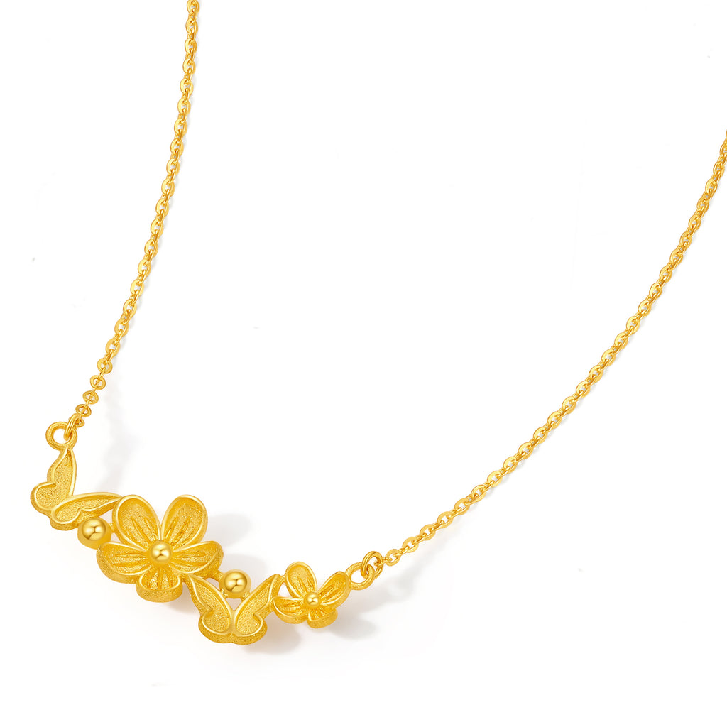 “Dream in the Garden” 24K Gold Pendant Necklace Flower 3.55-3.85g A0614961