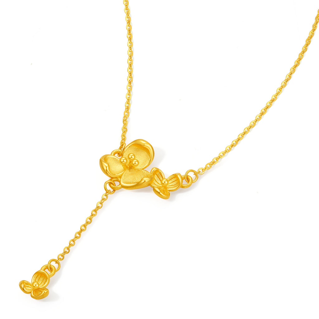 “Dream in the Garden” 999 24K Gold Pendant Necklace Flower 3.6-4g A0614953