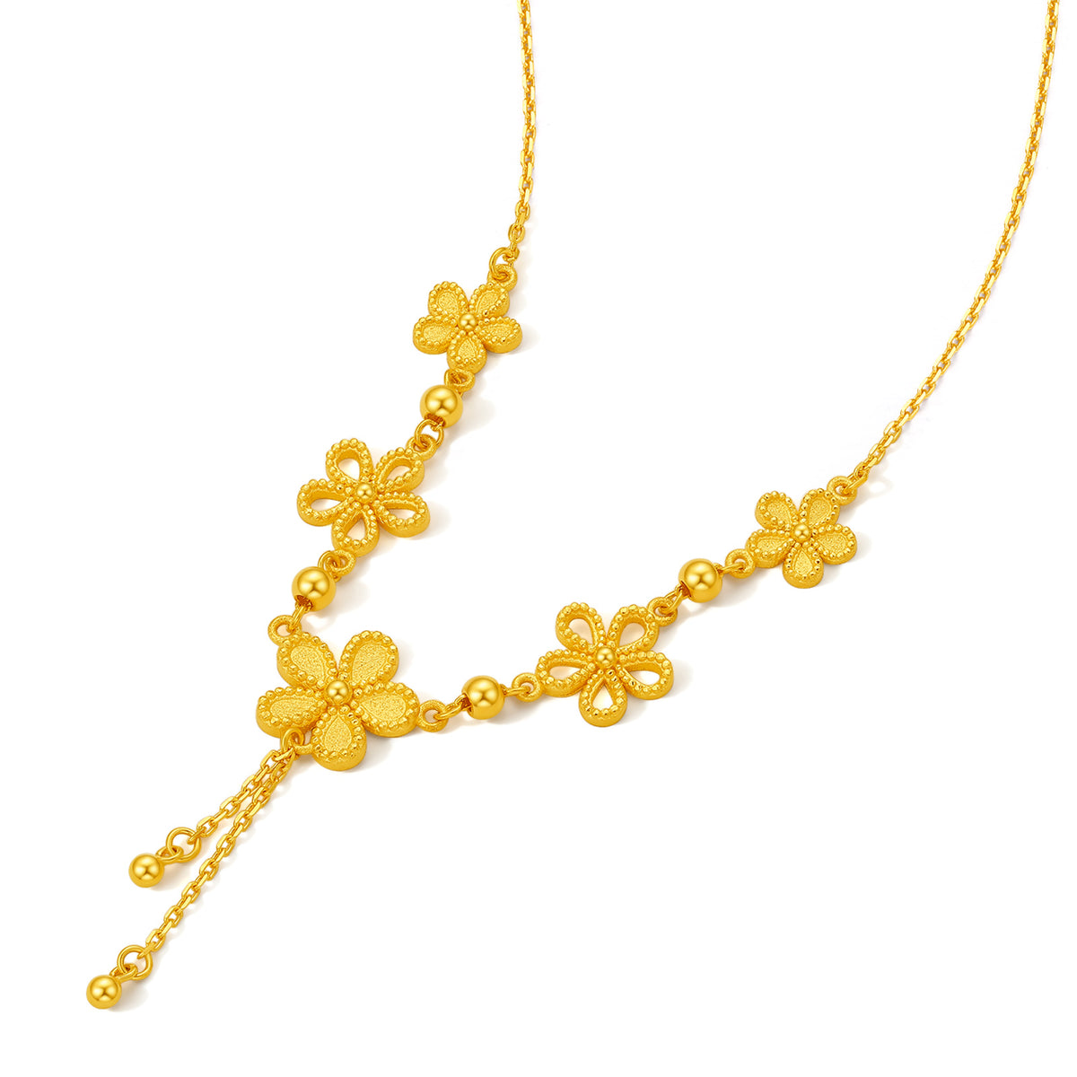 999 24K Gold Pendant Necklace Flower 8.4-9.4g A0612525