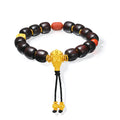 Jiuhua Mountain' 24K Gold Beaded Bracelet Sandalwood Beads Agate Ksitigarbha's Implements A1915332