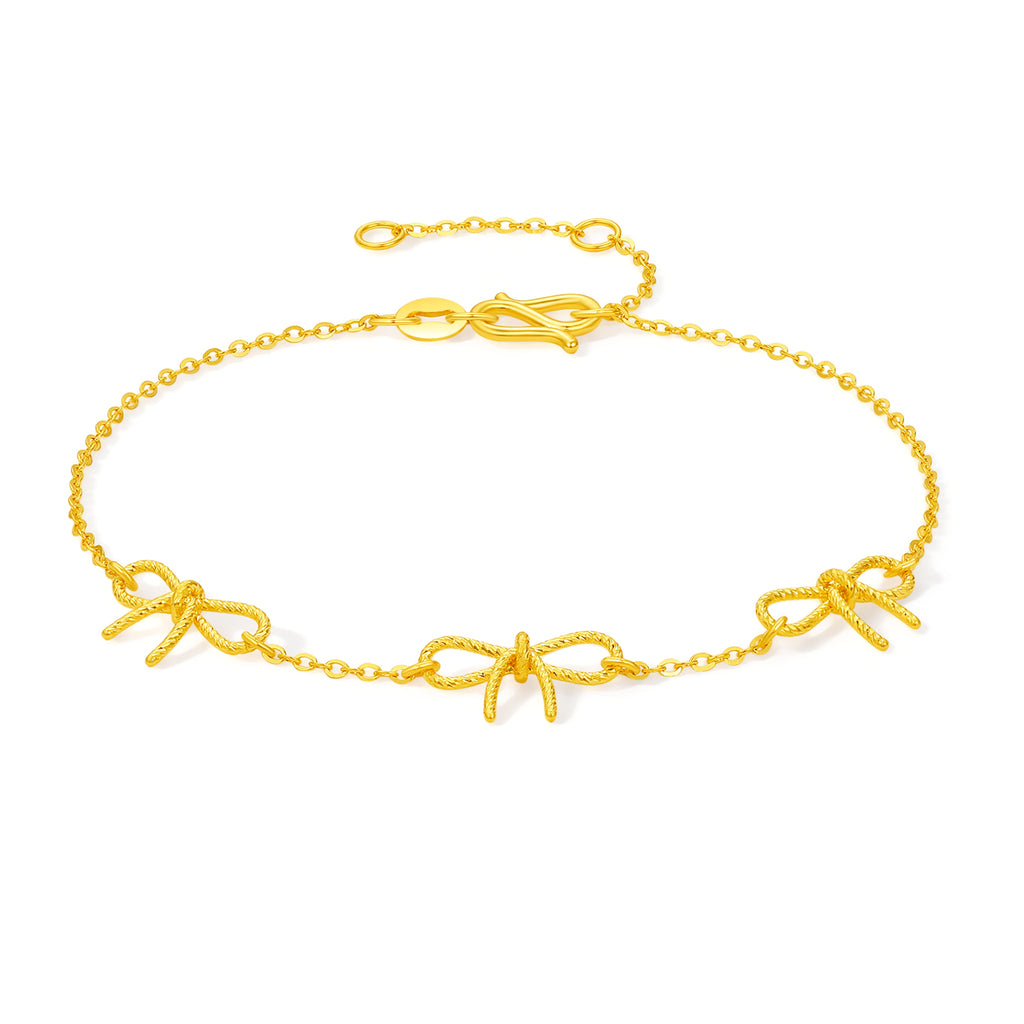 "Girl's Worries" 24K Gold Chain Bracelet Bow 2.02-2.42g A0715487