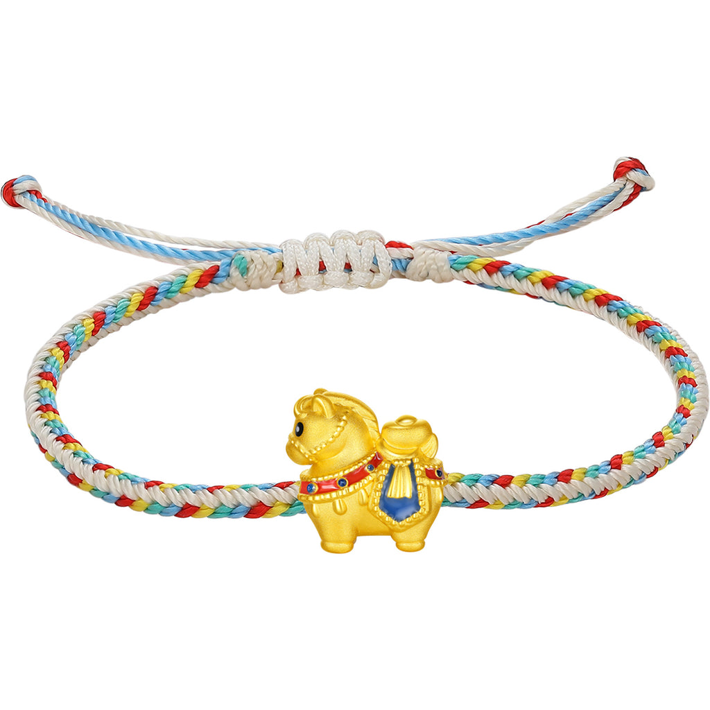 'Year of the Horse'  24K Gold String Bracelet Horse 0.7-1g 16cm-22cm A1720838