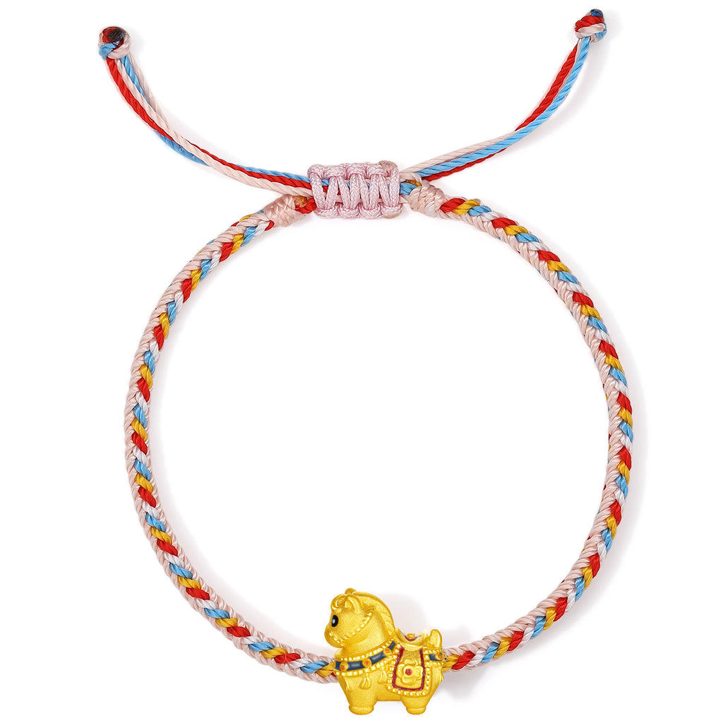 'Year of the Horse'  24K Gold String Bracelet Horse 0.7-1g 16cm-22cm A1720837