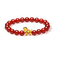 "Year of the Horse"  24K Gold Beaded Bracelet Agate Horse 0.87-1.17g 17cm A1920841