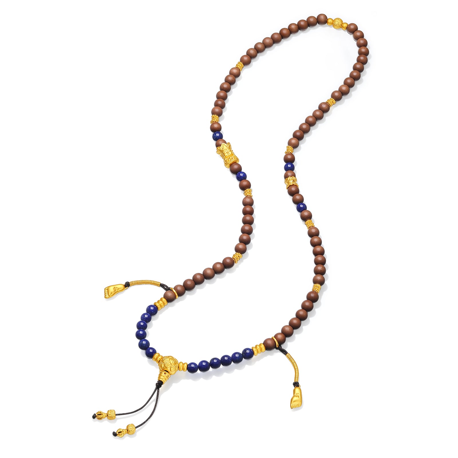 Jiuhua Mountain' 24K Gold Beaded Bracelet Lapis Lazuli Sandalwood Bead Ksitigarbha Bodhisattva J1915327