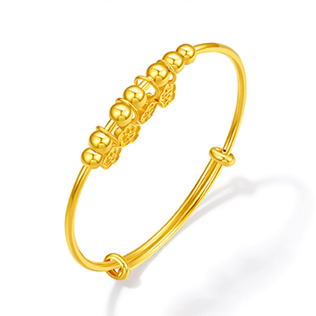 999 24K Gold Bangle Bracelet Flower 6-8g A1015852