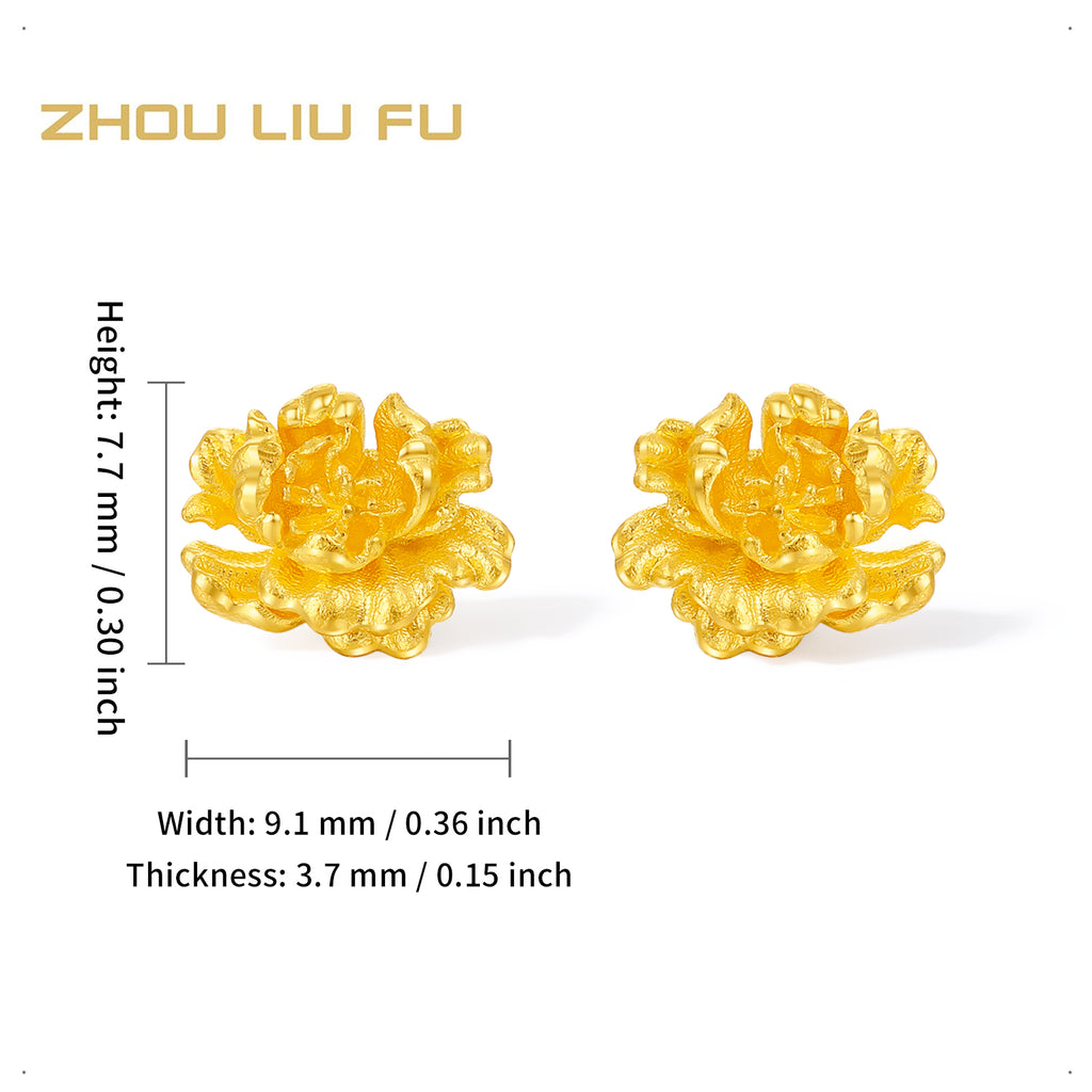 999 24K Gold Earrings Flower 2.4-3.2g A0915855