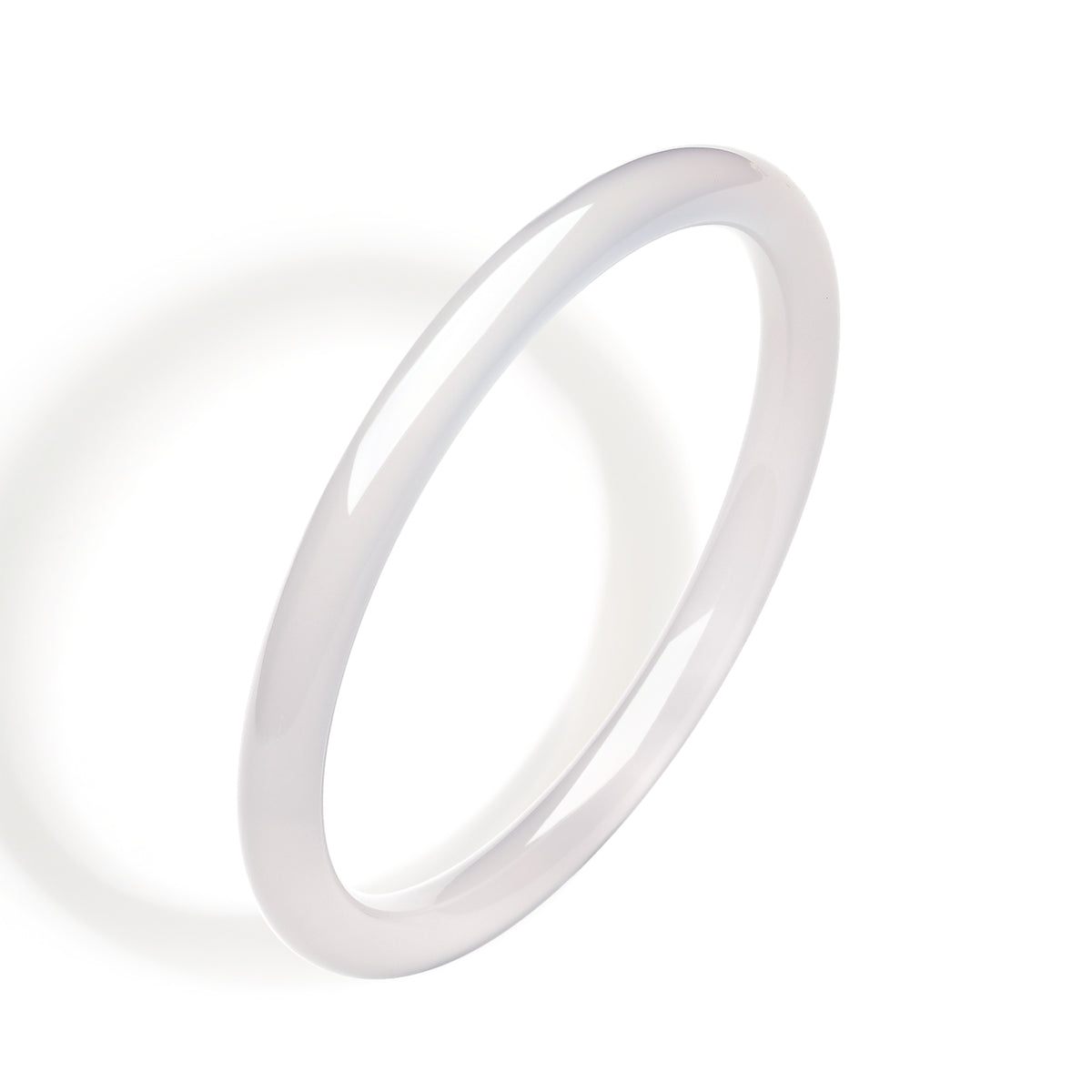 ZHOU LIU FU Chalcedony Bangle Classic White Natural Gemstone for Mom Women 58mm J1011820