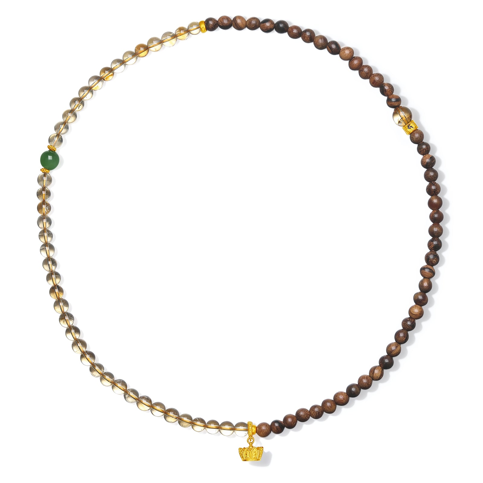 Jiuhua Mountain' 24K Gold Beaded Bracelet Citrine Heitian Jade Ksitigarbha's Implements J1915331