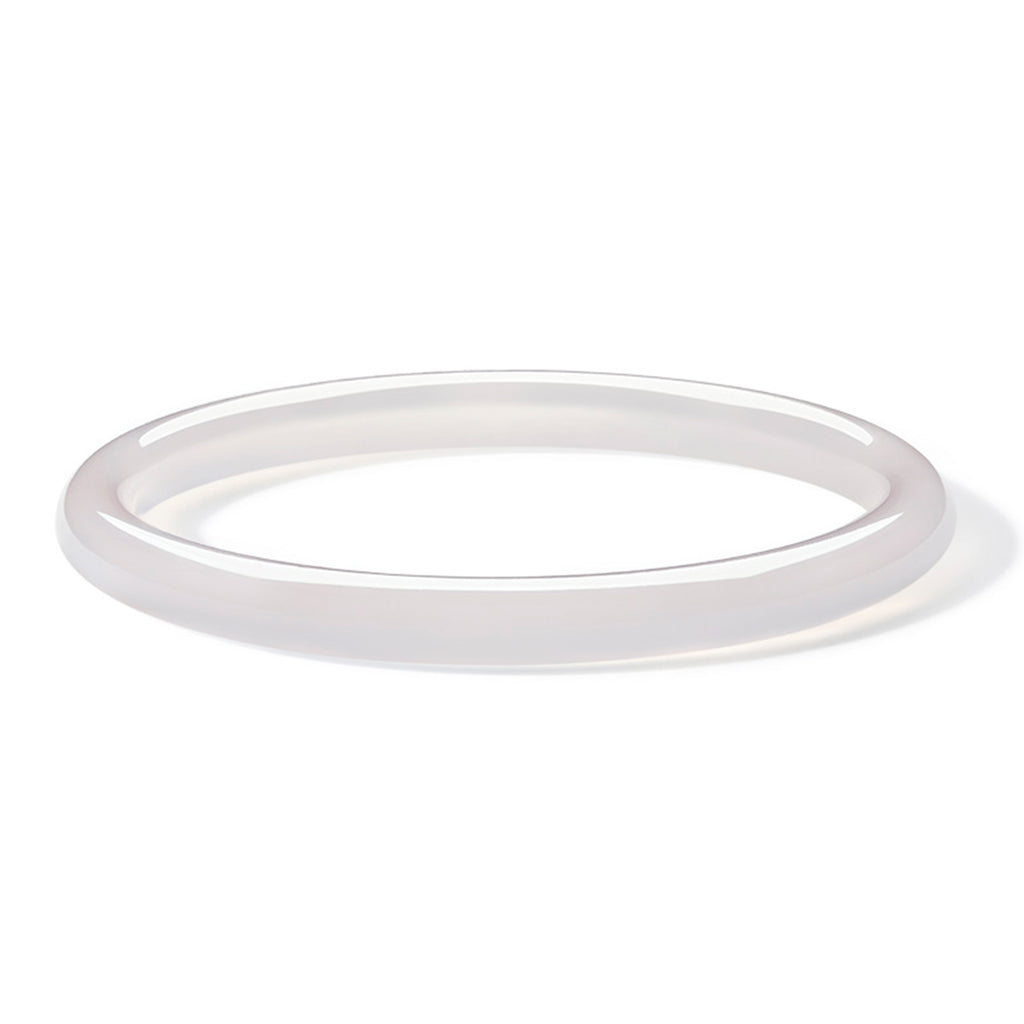 ZHOU LIU FU Chalcedony Bangle Classic White Natural Gemstone for Mom Women 58mm J1011820