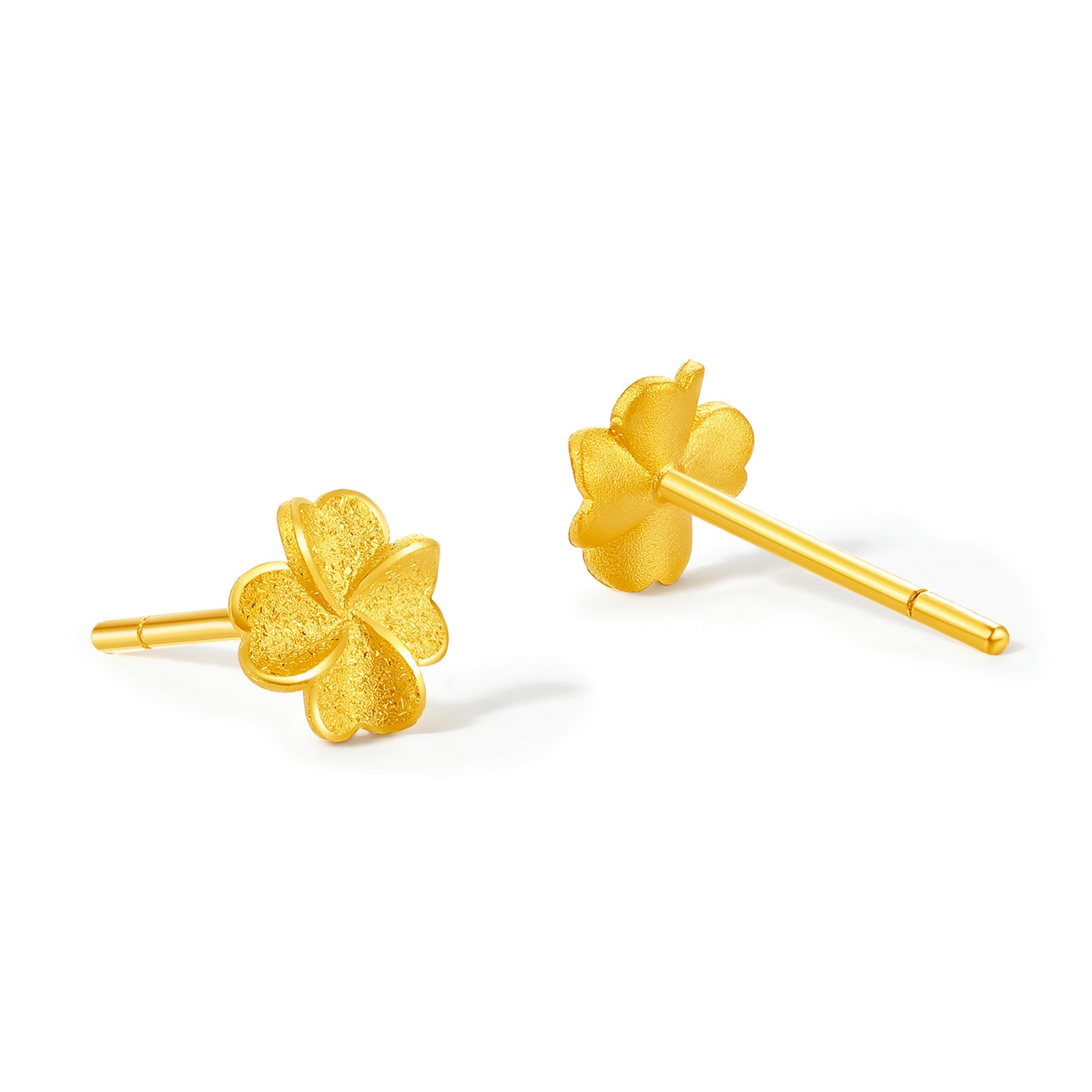 999.9 24K Gold Earrings Clover 0.8-1g 16-19cm A0912975