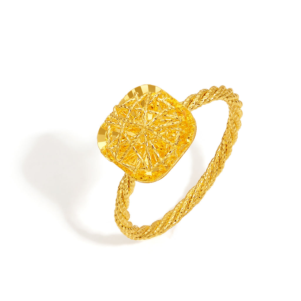 24K Gold Square Geometric Ring 2.4-2.8g A0113174