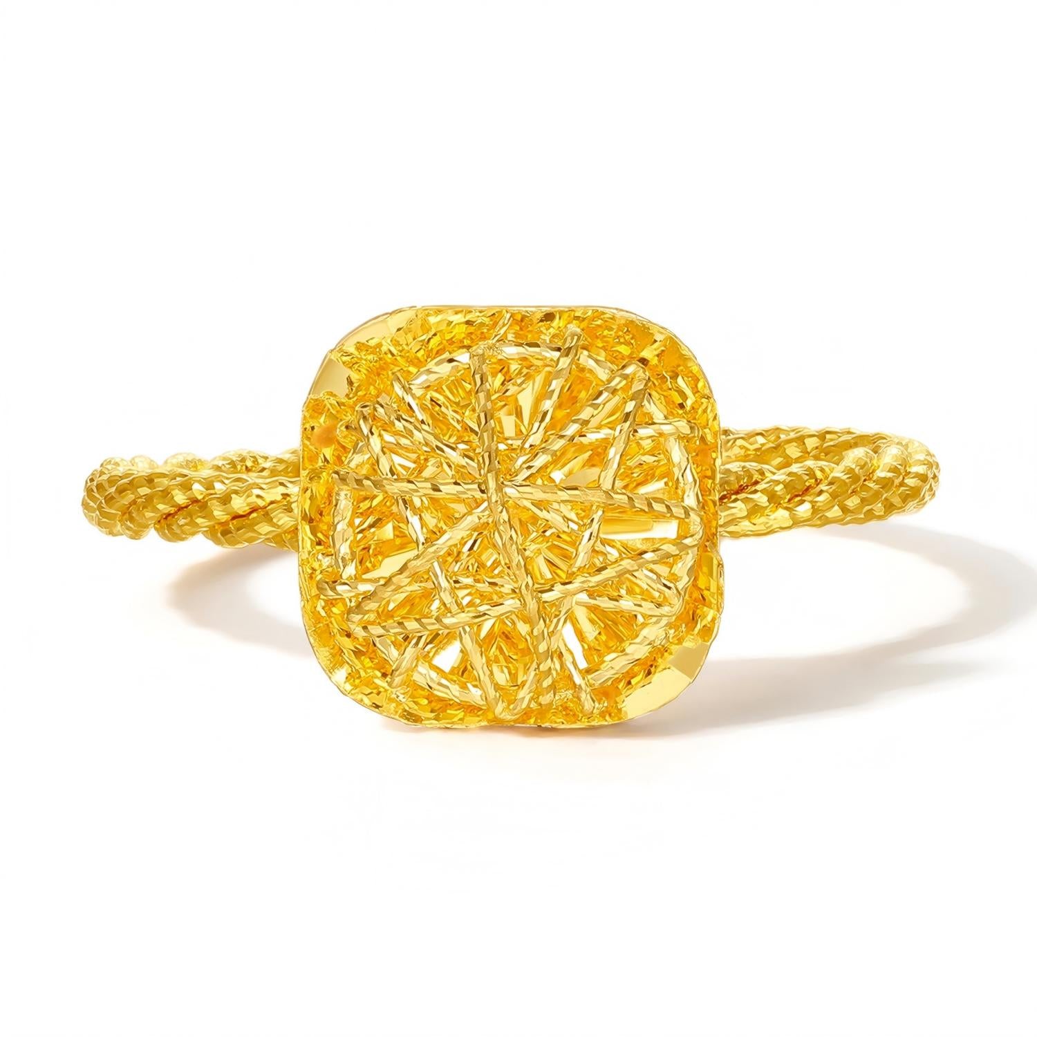 24K Gold Square Geometric Ring 2.4-2.8g A0113174