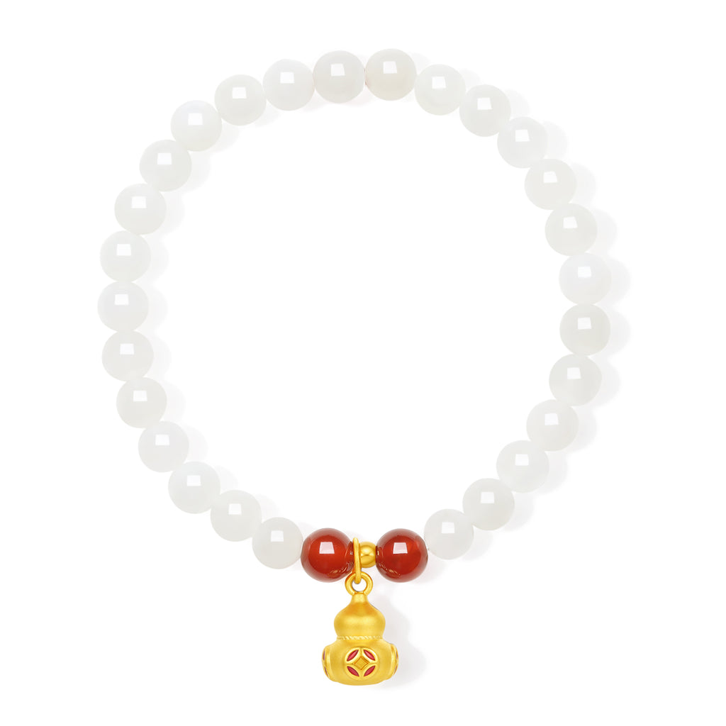 24K Gold Beaded Bracelet Hetian Jade 5.8-6.3mm Agate 0.4-0.7g Y1914713